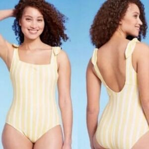 NWT Kona Sol Yellow Striped Swimsuit XL